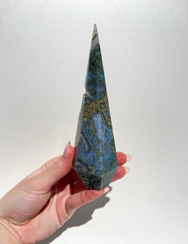 Moss Agate Upside-down Tower #1